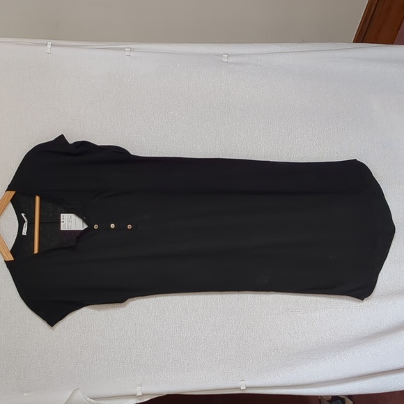 NWT Mango Women's Short Sleeve Henley Style T Shirt Dress Black Size XS - Picture 2 of 13